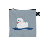 [8月下旬発送予定] Swan Skyblue Embroidery Square Pouch II