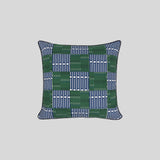 Patchwork Cushion Cover Miller Reverse Blue & Column Pine