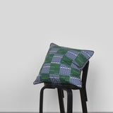 30 Patchwork Cushion Cover Miller Reverse Blue & Column Pine