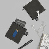 Pencil Dark Gray Embroidery Square Pouch