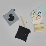 [予約/3月上旬入荷] Swan Skyblue Embroidery Square Pouch