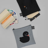 [予約/3月上旬入荷] Swan Black Embroidery Square Pouch